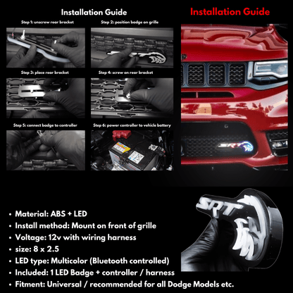 SRT Trackhawk Hellhawk LED Emblem: (Multicolor Flow) - Speedlogix