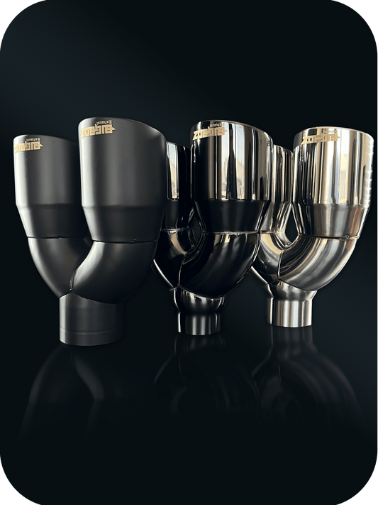 STAGGERED 4" DODGE CHALLENGER QUAD TIPS 2.5 INCH INLET - Speedlogix