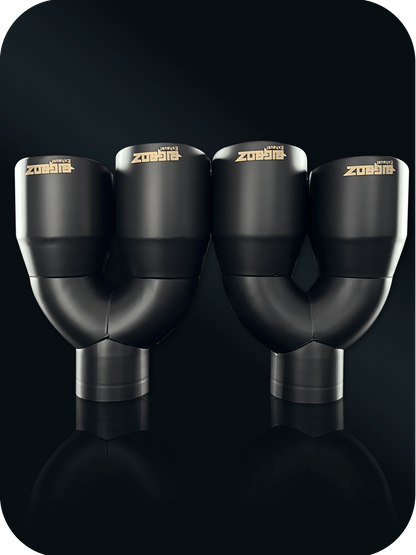 STAGGERED 4" DODGE CHALLENGER QUAD TIPS 2.5 INCH INLET - Speedlogix