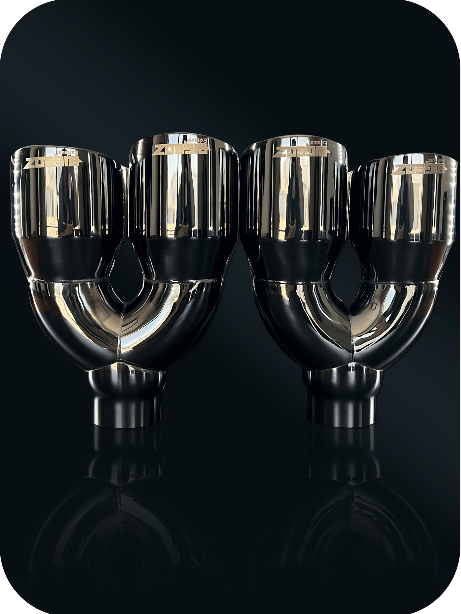 STAGGERED 4" DODGE CHALLENGER QUAD TIPS 3 INCH INLET - Speedlogix