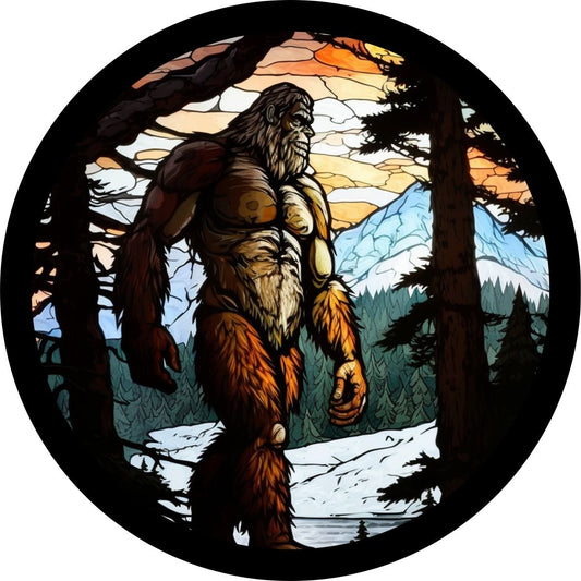 Stained Glass Bigfoot Sasquatch Bronco Spare Tire Cover - Speedlogix