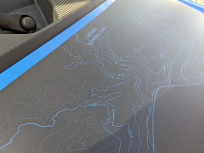 Stealth Black Arches National Park Topographic Map Hood Overlay (Printed Series) - 2021+ Bronco - Speedlogix