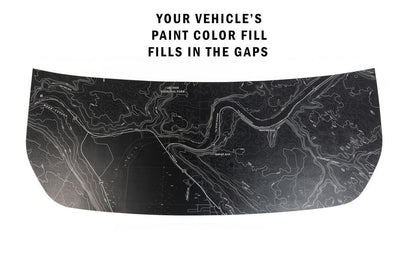 Stealth Black Arches National Park Topographic Map Hood Overlay (Printed Series) - 2021+ Bronco - Speedlogix