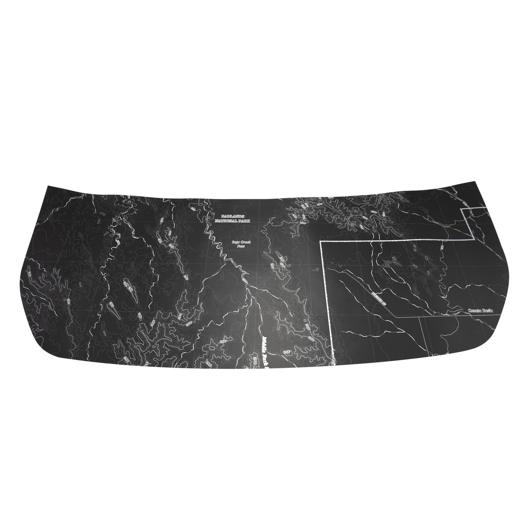 Stealth Black Badlands Topographic Map Hood Overlay (Printed Series) - 2021+ Bronco - Speedlogix