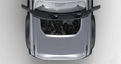 Stealth Black Badlands Topographic Map Hood Overlay (Printed Series) - 2021+ Bronco - Speedlogix