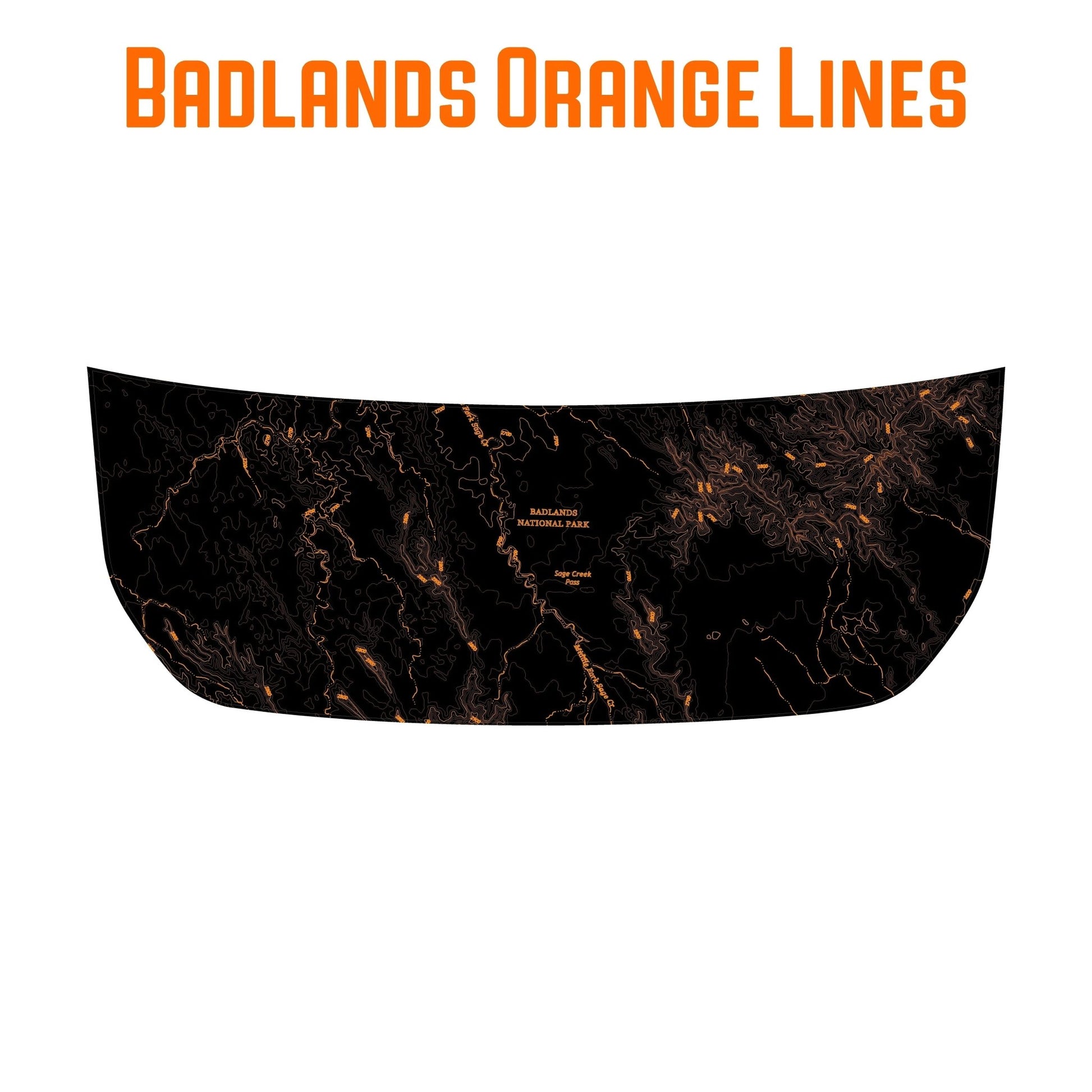 Stealth Black Badlands Topographic Map Hood Overlay (Printed Series) - 2021+ Bronco - Speedlogix