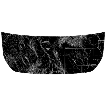 Stealth Black Badlands Topographic Map Hood Overlay (Printed Series) - 2021+ Bronco
