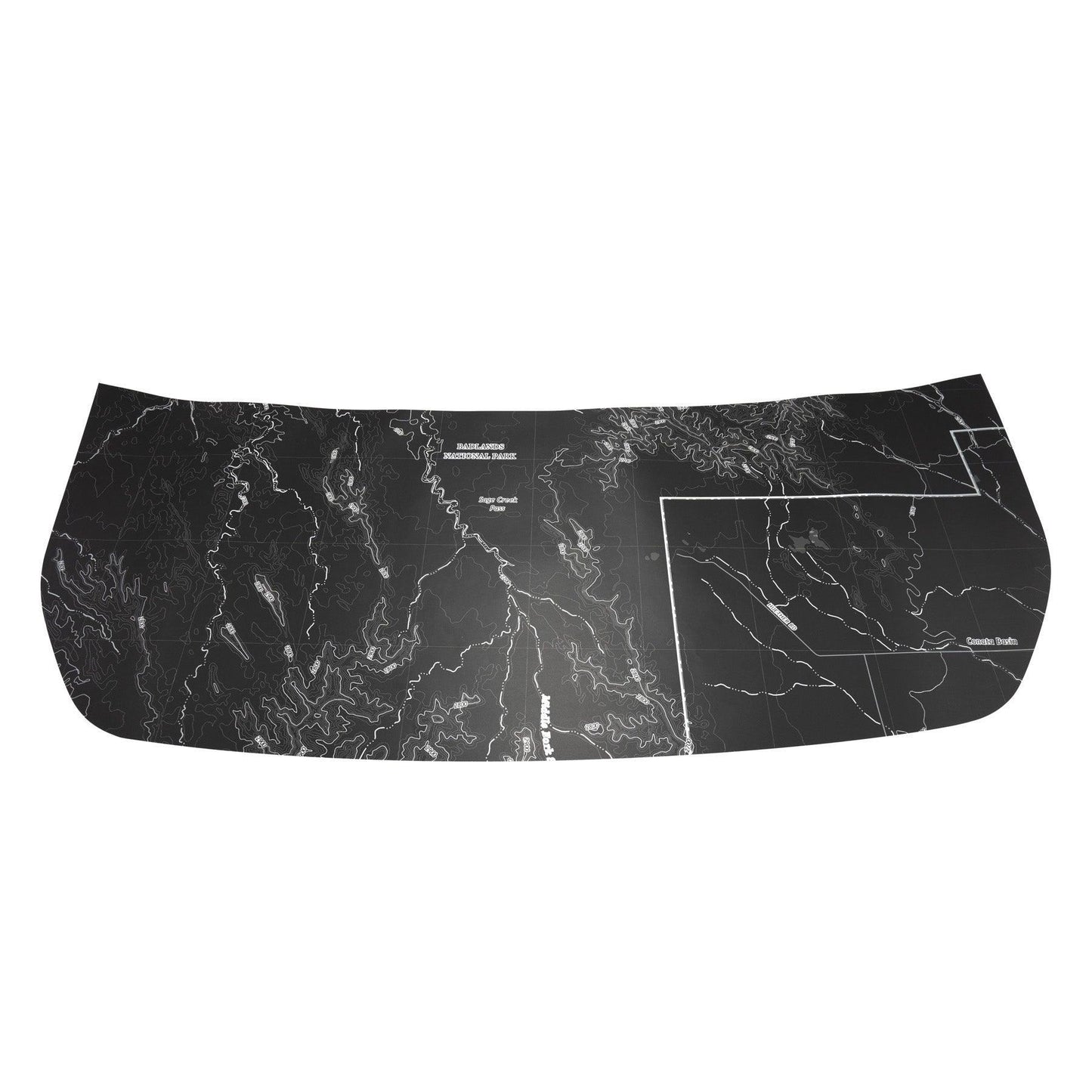 Stealth Black Badlands Topographic Map Hood Overlay (Printed Series) - 2021+ Bronco