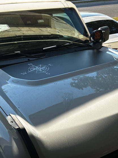 Stealth Black Compass Rose Hood Overlay (Printed Series) - 2021+ Bronco - Speedlogix