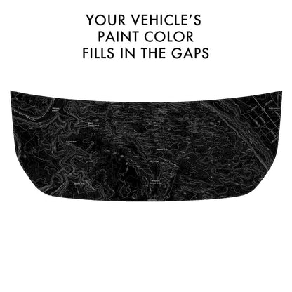 Stealth Black Moab Topographic Map Hood Overlay (Printed Series) - 2021+ Bronco - Speedlogix