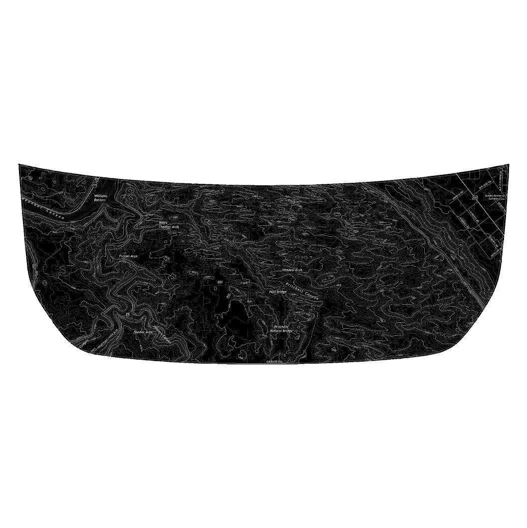 Stealth Black Moab Topographic Map Hood Overlay (Printed Series) - 2021+ Bronco - Speedlogix