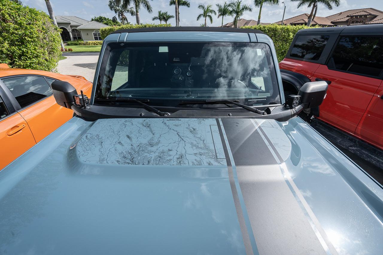 Stealth Clear Badlands Topographic Map Hood Overlay - 2021+ Bronco - Speedlogix