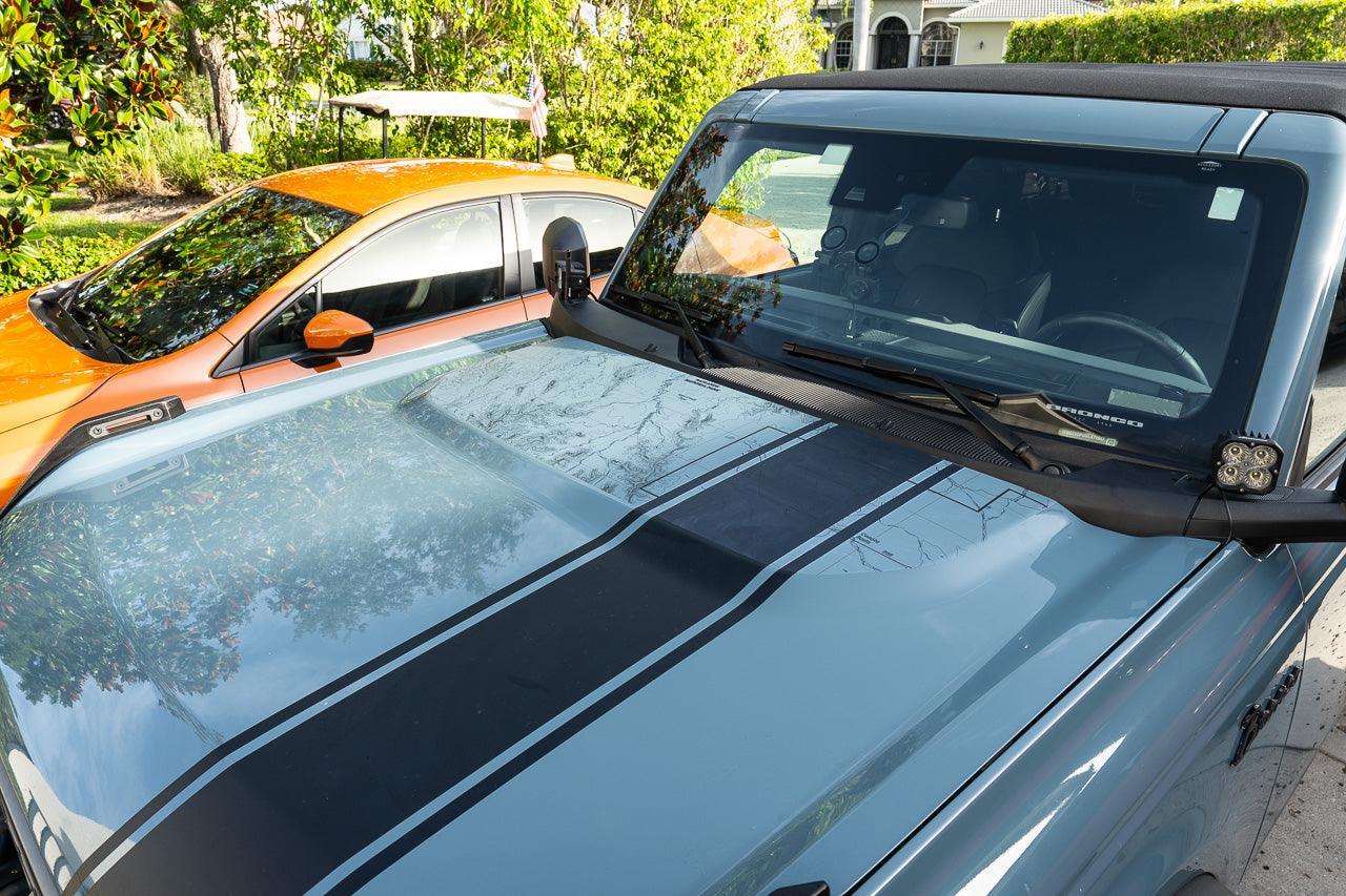 Stealth Clear Badlands Topographic Map Hood Overlay - 2021+ Bronco - Speedlogix