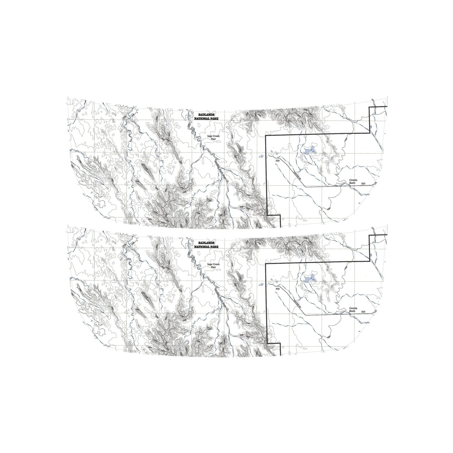 Stealth Clear Badlands Topographic Map Hood Overlay - 2021+ Bronco - Speedlogix