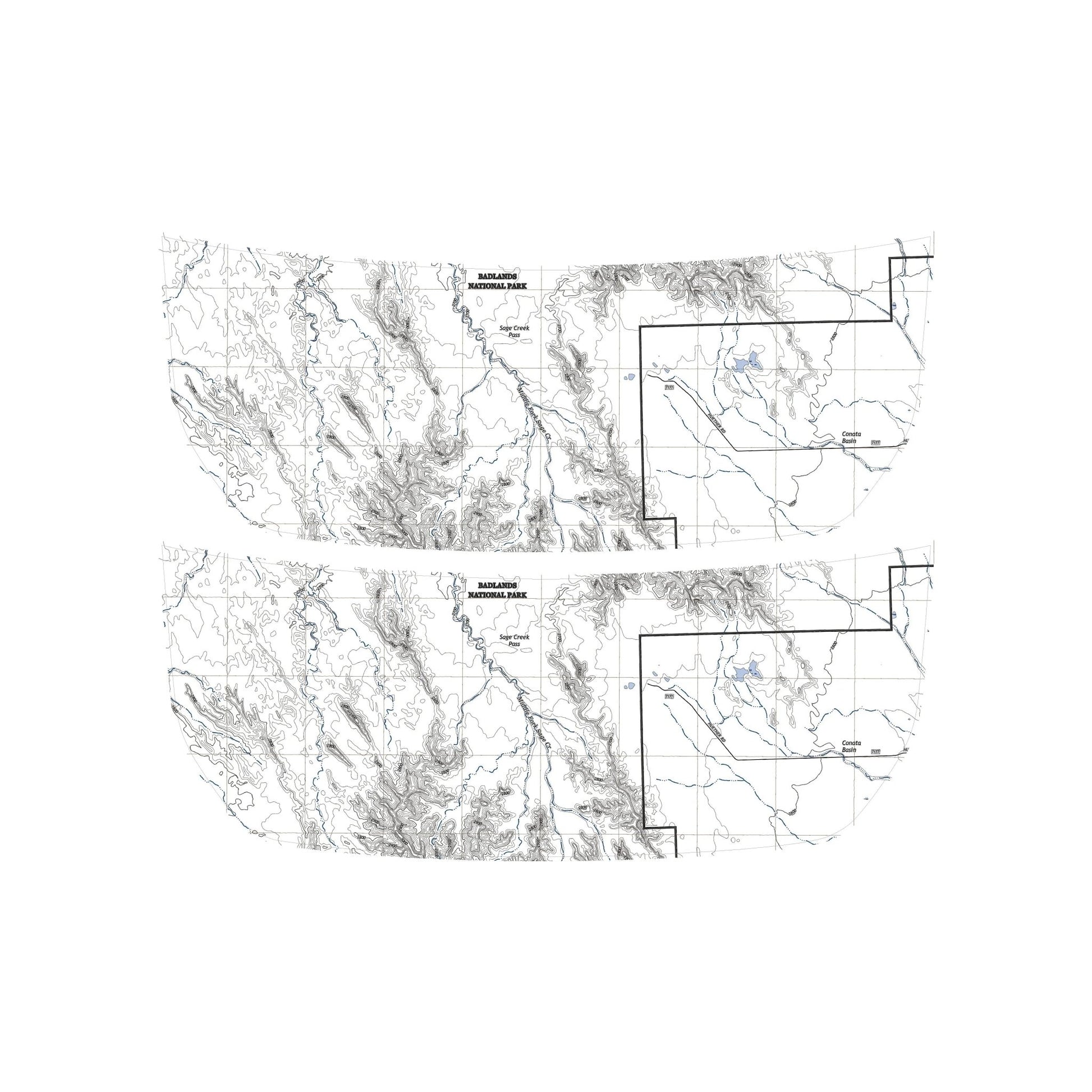 Stealth Clear Badlands Topographic Map Hood Overlay - 2021+ Bronco - Speedlogix