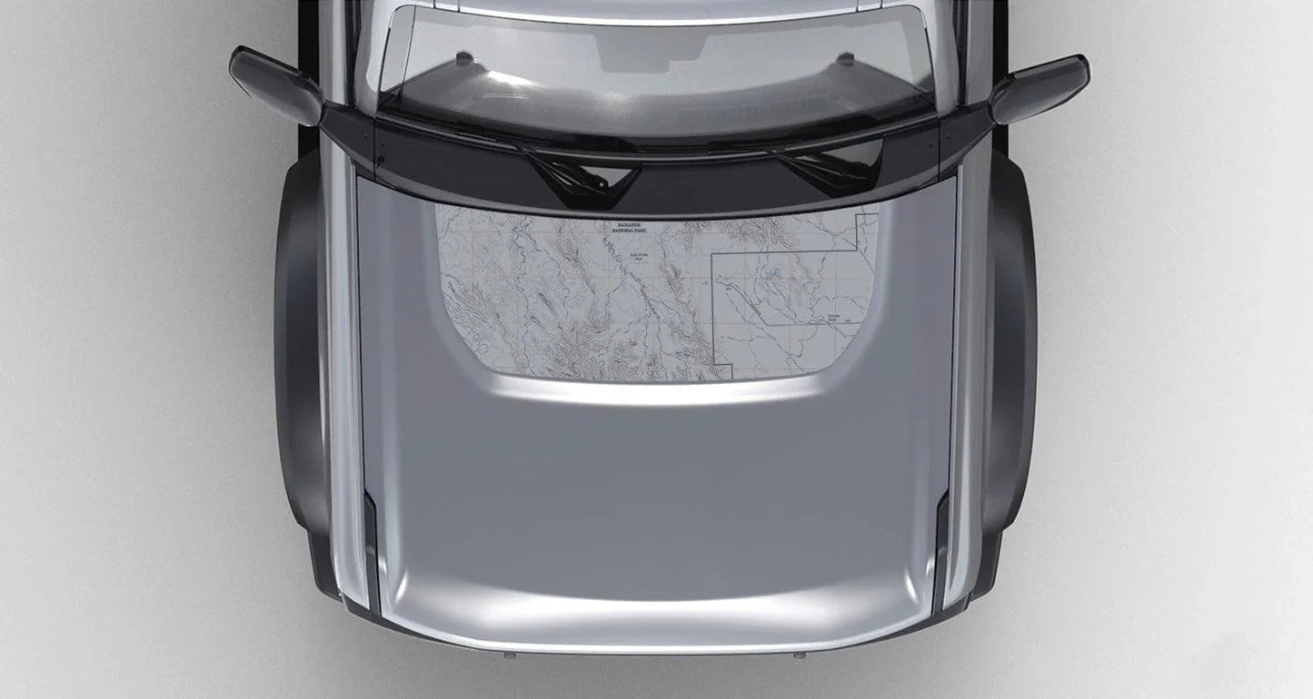 Stealth Clear Badlands Topographic Map Hood Overlay - 2021+ Bronco - Speedlogix