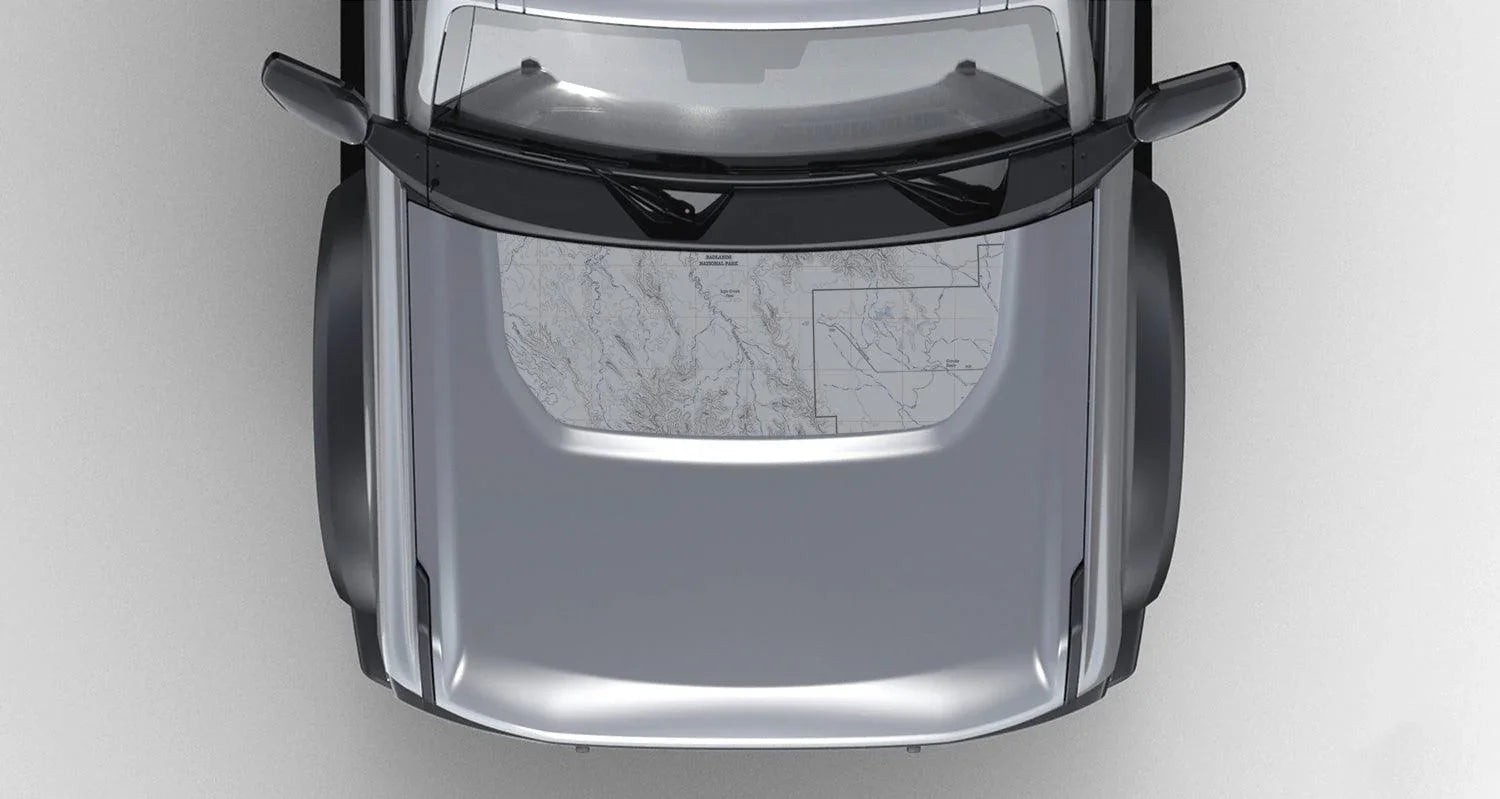 Stealth Clear Badlands Topographic Map Hood Overlay - 2021+ Bronco - Speedlogix
