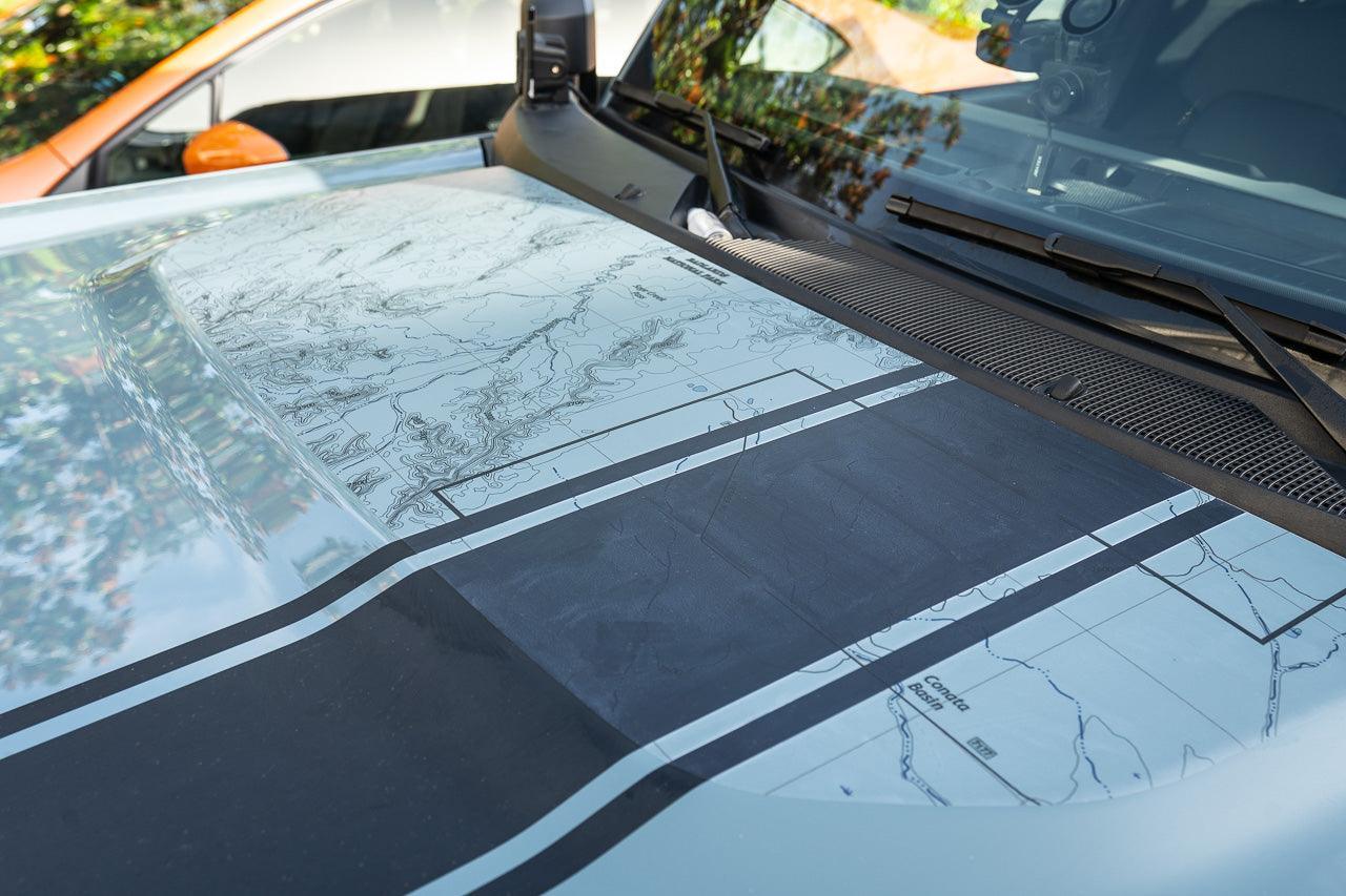 Stealth Clear Badlands Topographic Map Hood Overlay - 2021+ Bronco - Speedlogix