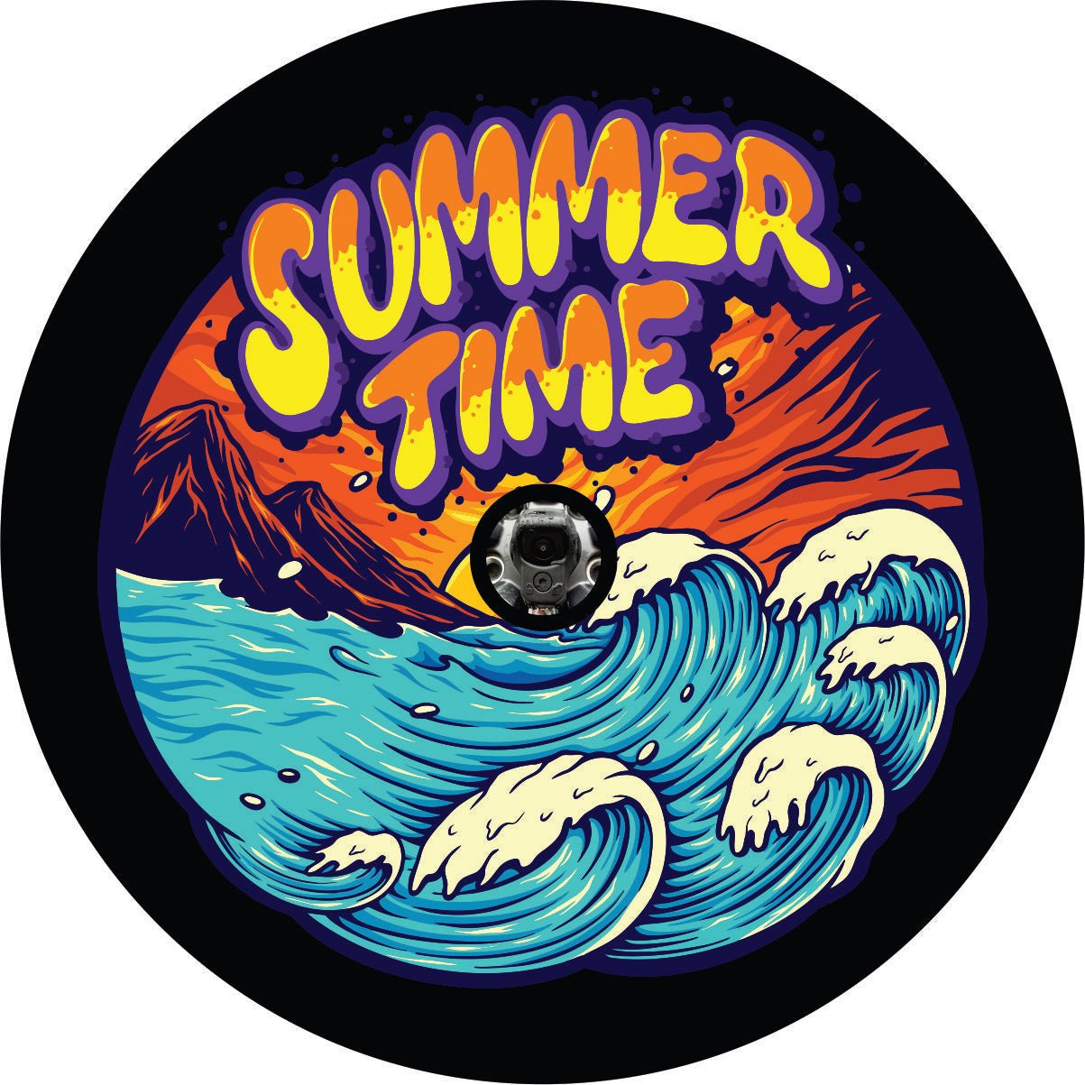 Summer Time Painted Waves Spare Tire Cover for Jeep, Camper, Bronco, and More - Speedlogix