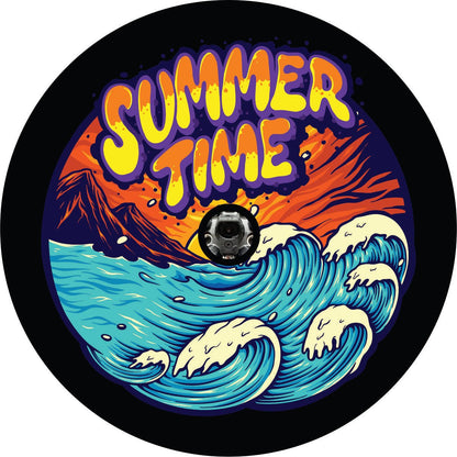 Summer Time Painted Waves Spare Tire Cover for Jeep, Camper, Bronco, and More - Speedlogix