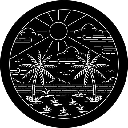 Tropical Beach & Palm Trees Bronco Spare Tire Cover