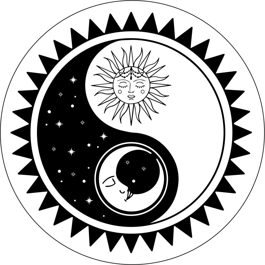 Sun and Moon Yin Yang Bronco Spare Tire Cover - Speedlogix