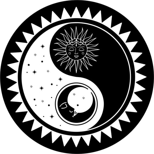 Sun and Moon Yin Yang Bronco Spare Tire Cover - Speedlogix