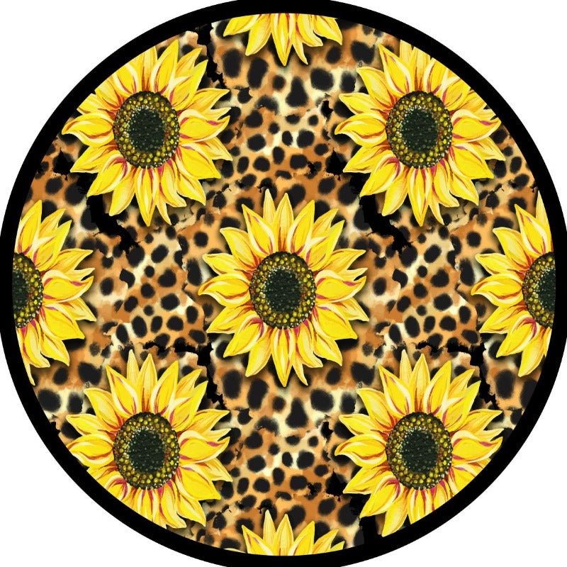 Sunflower + Leopard Cheetah Print Bronco Spare Tire Cover - Speedlogix