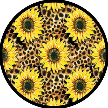 Sunflower + Leopard Cheetah Print Bronco Spare Tire Cover - Speedlogix