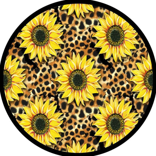Sunflower + Leopard Cheetah Print Bronco Spare Tire Cover - Speedlogix