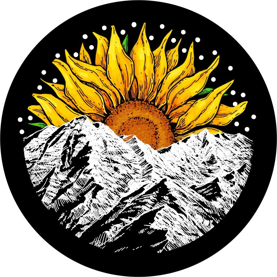 Sunflower Sunset/Sunrise on the Mountain Bronco Spare Tire Cover - Speedlogix