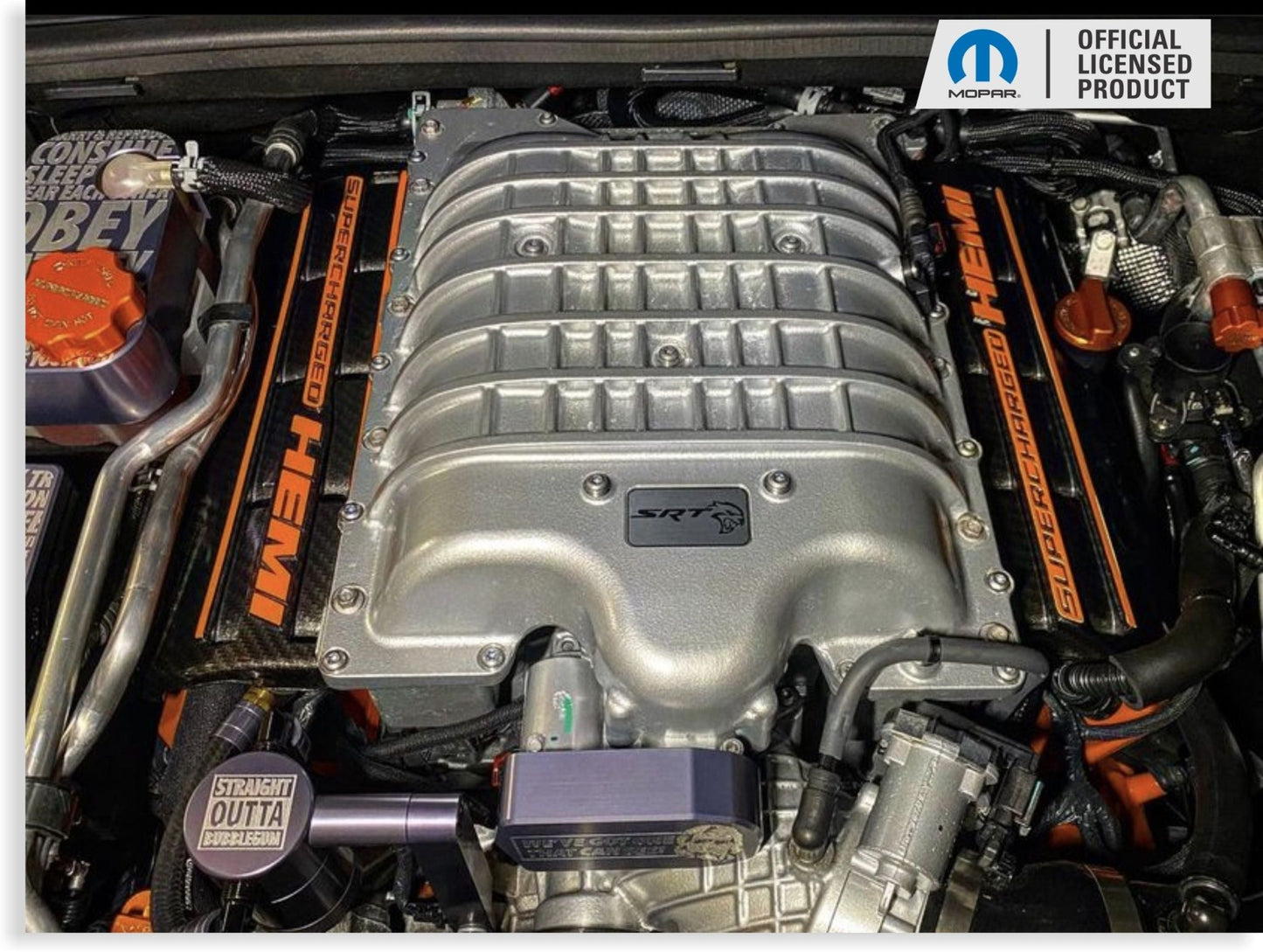 Supercharged Hemi Engine Cover Overlay Decals - Durango SRT Hellcat - Speedlogix