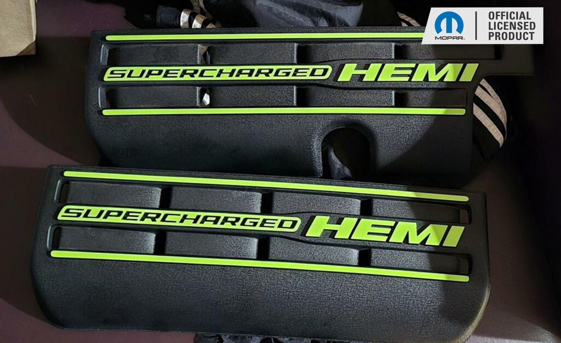 Supercharged Hemi Engine Cover Overlay Decals - Grand Cherokee Trackhawk - Speedlogix