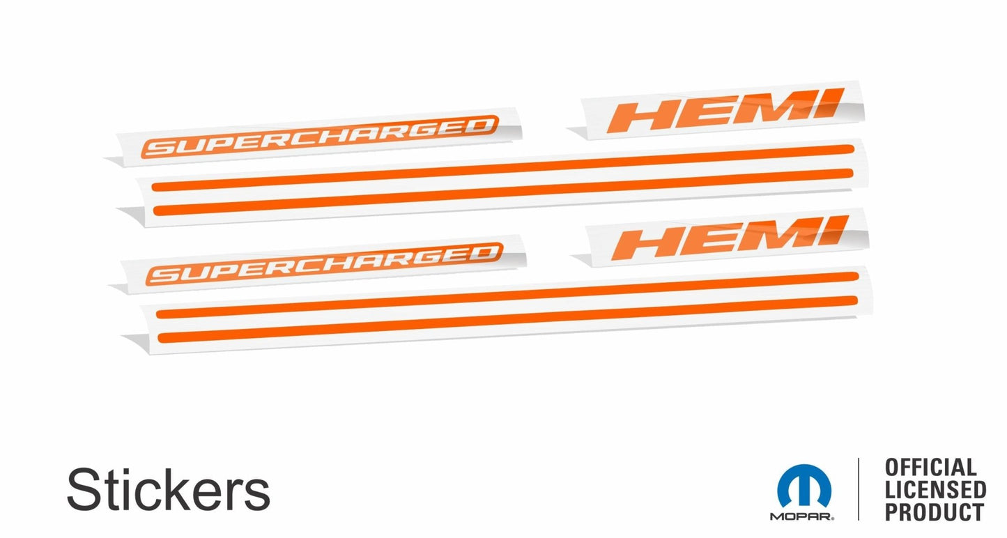 Supercharged Hemi Engine Cover Overlay Decals - SRT Hellcat Charger & Challenger - Speedlogix