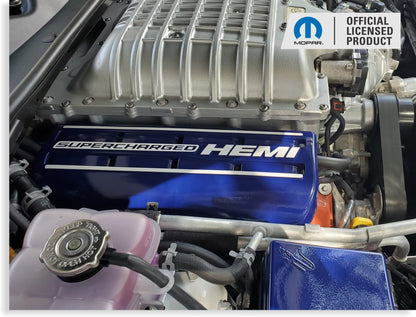 Supercharged Hemi Engine Cover Overlay Decals - SRT Hellcat Charger & Challenger - Speedlogix