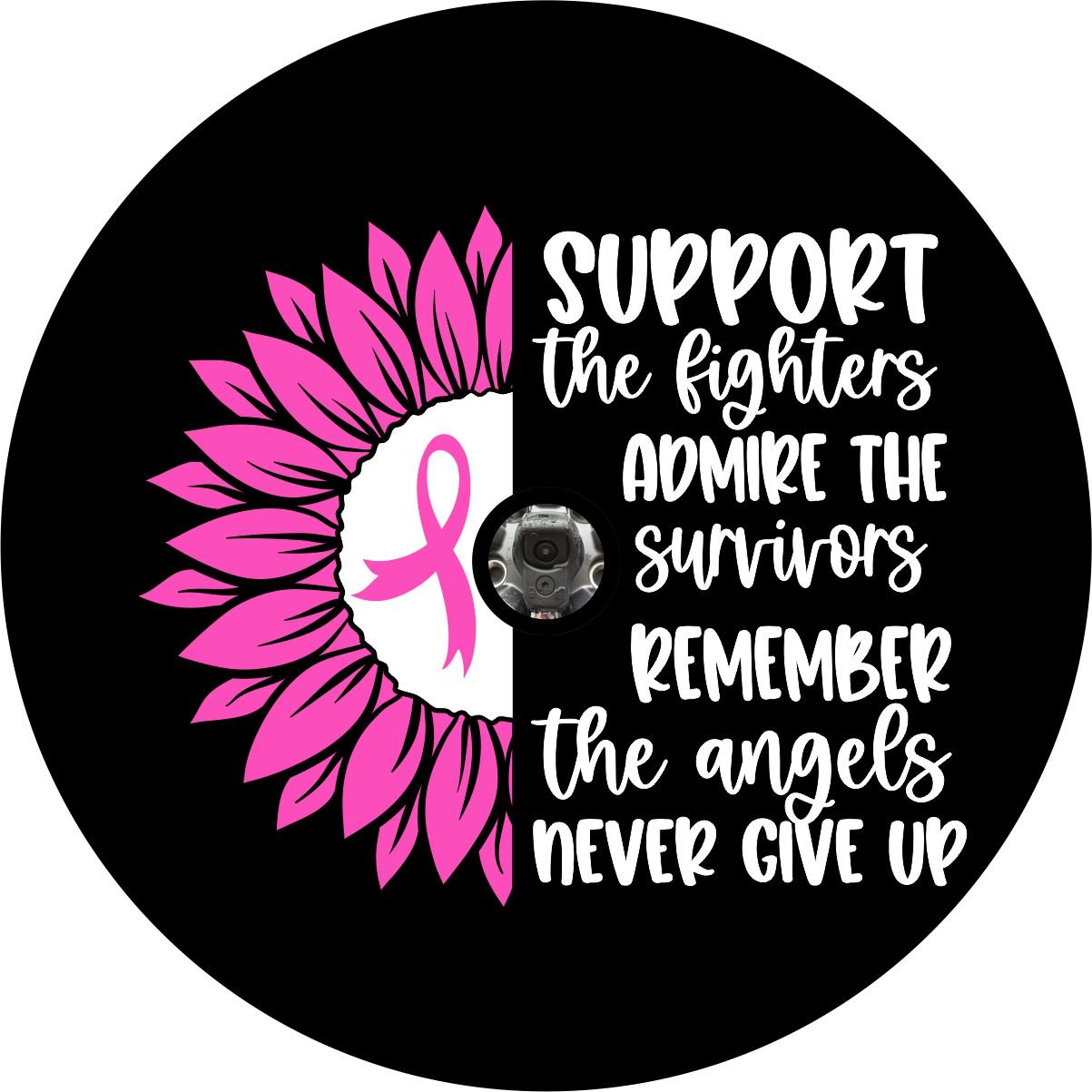 Support the Fighters Sunflower Breast Cancer Bronco Spare Tire Cover - Speedlogix
