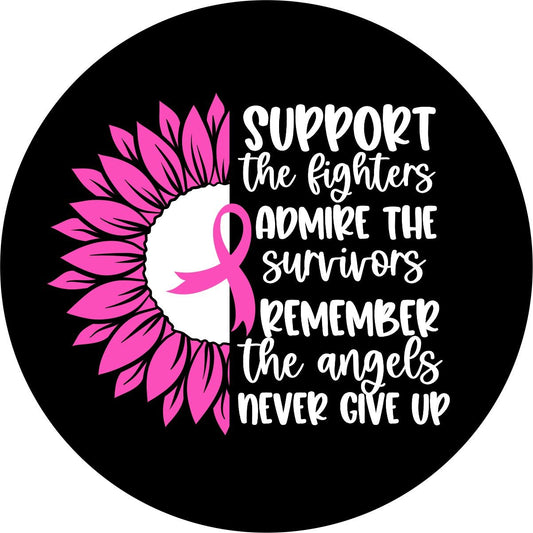 Support the Fighters Sunflower Breast Cancer Bronco Spare Tire Cover - Speedlogix