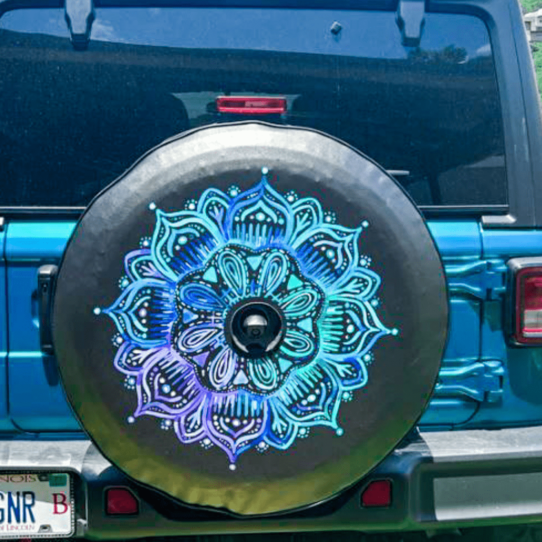 Teal & Purple Mandala Bronco Spare Tire Cover - Speedlogix