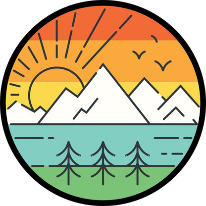 Thin Line Design Retro Landscape Mountain Bronco Spare Tire Cover - Speedlogix