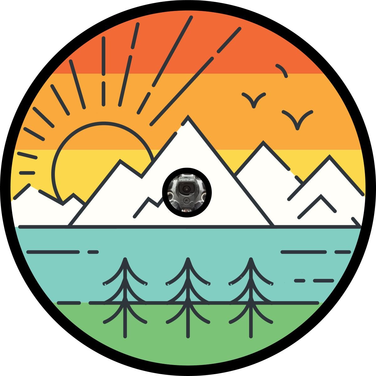 Thin Line Design Retro Landscape Mountain Bronco Spare Tire Cover - Speedlogix