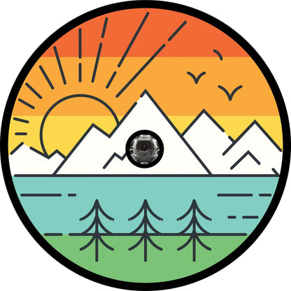 Thin Line Design Retro Landscape Mountain Bronco Spare Tire Cover - Speedlogix