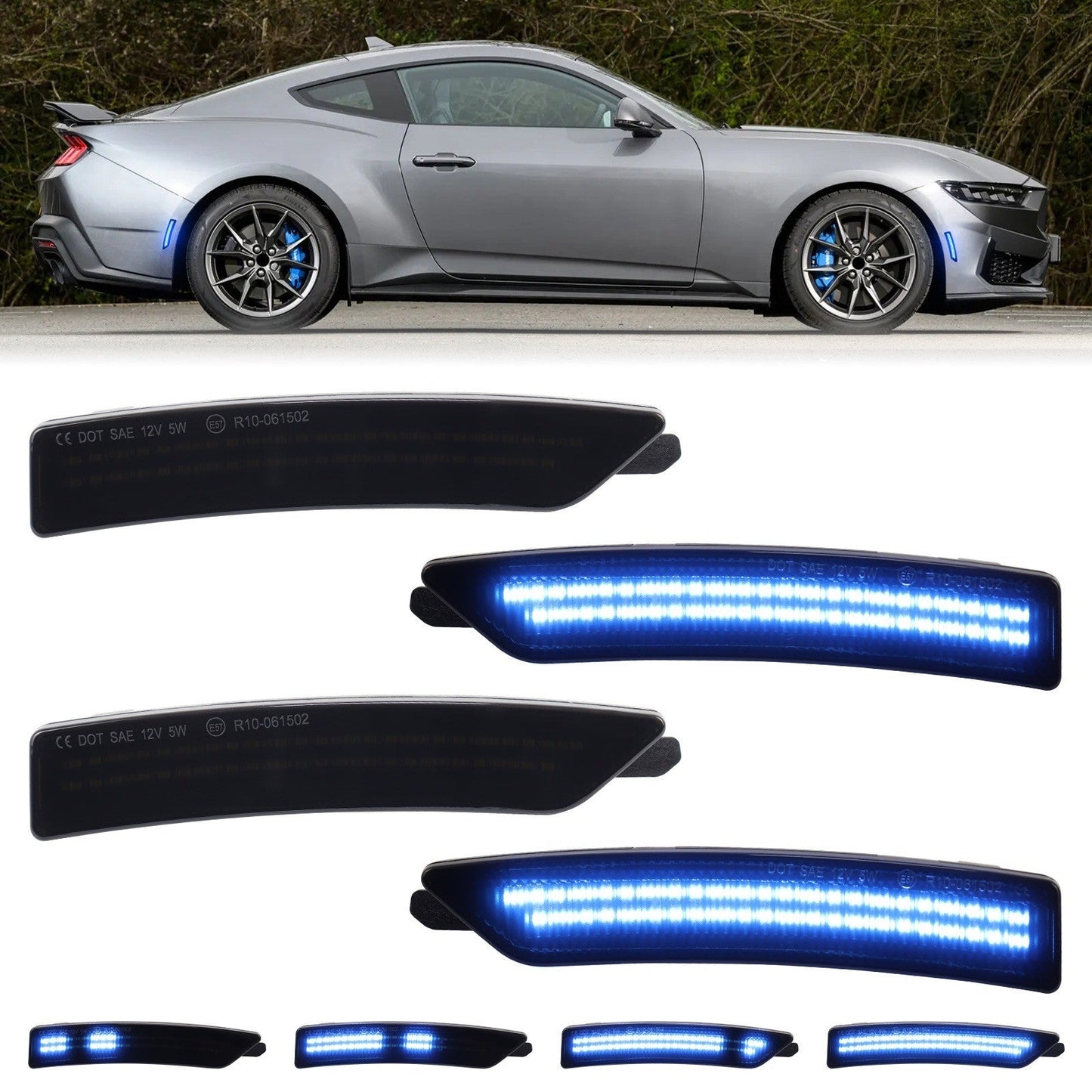MUSTANG 24-26 FRONT/REAR DYNAMIC SMOKED LED SIDE MARKERS