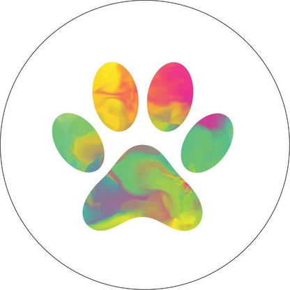 Tie Dye Dog Paw Print Bronco Spare Tire Cover - Speedlogix