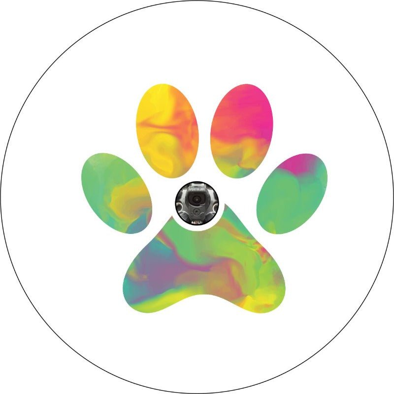 Tie Dye Dog Paw Print Bronco Spare Tire Cover - Speedlogix