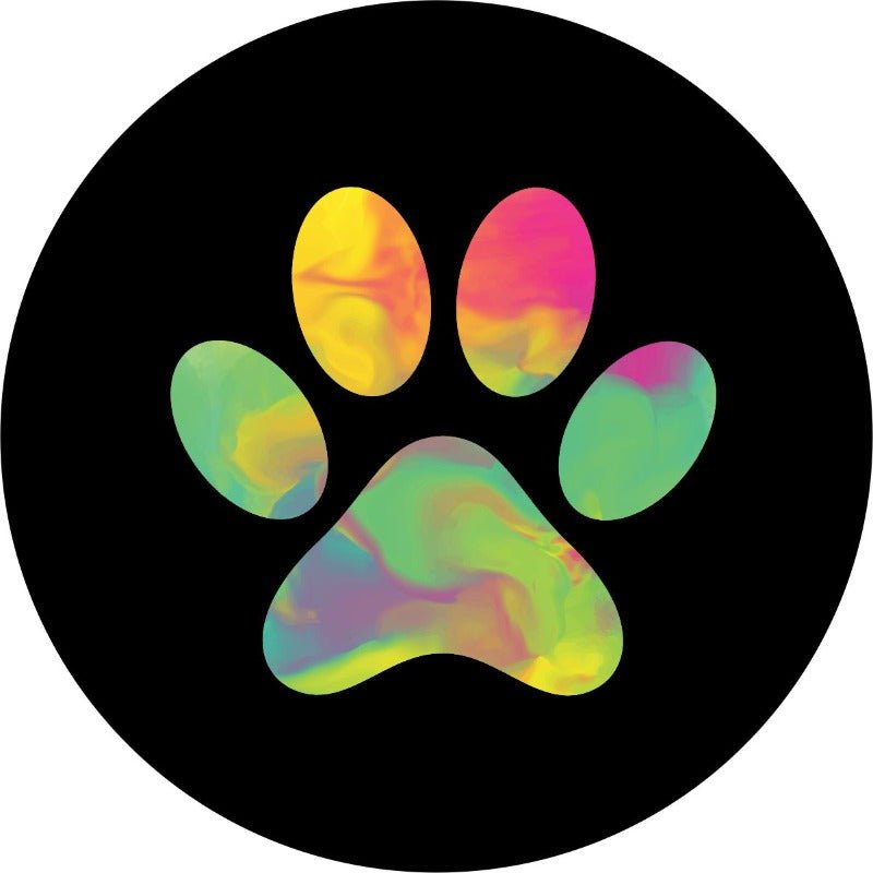 Tie Dye Dog Paw Print Bronco Spare Tire Cover - Speedlogix
