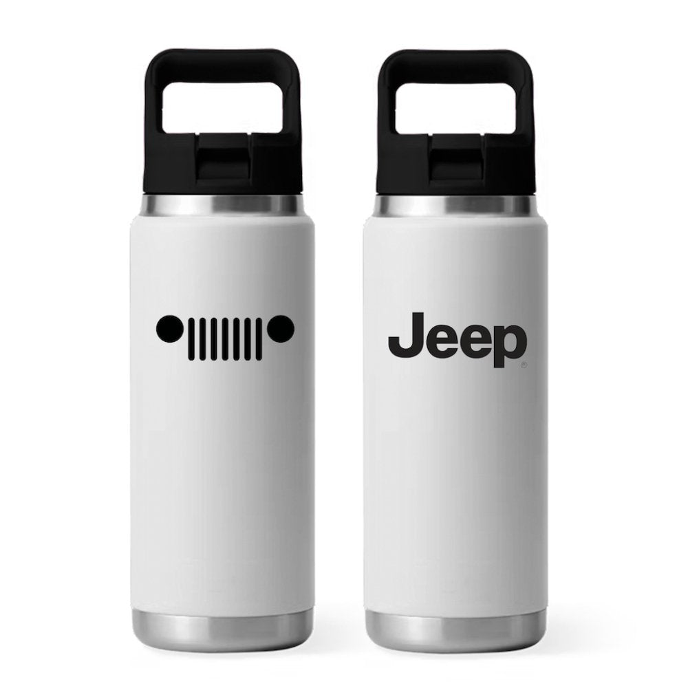 Top Handle Bottle - Jeep Text Grille - White - Speedlogix
