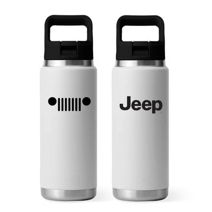 Top Handle Bottle - Jeep Text Grille - White - Speedlogix