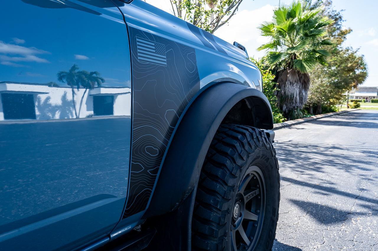Topo American Flag Fender Overlays - 2021+ Bronco - Speedlogix