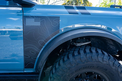 Topo American Flag Fender Overlays - 2021+ Bronco