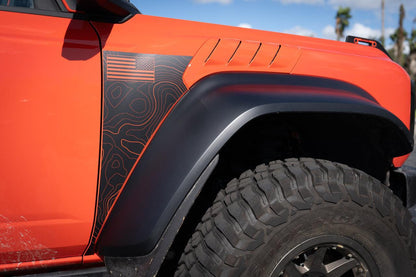 Topo American Flag Fender Overlays (Clear) - 2022+ Bronco Raptor - Speedlogix